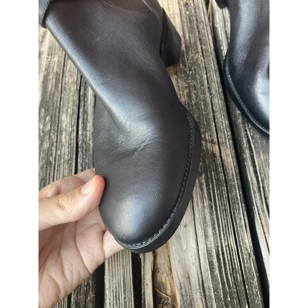 Women's Tory Burch Sidney Leather Ankle Bootie Boots - Penny Black size 8 1/2